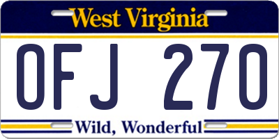 WV license plate OFJ270