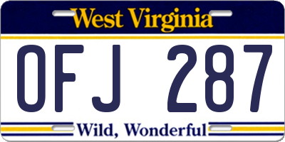 WV license plate OFJ287