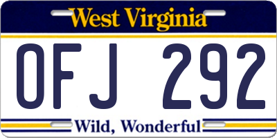 WV license plate OFJ292