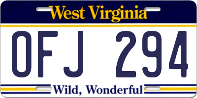 WV license plate OFJ294