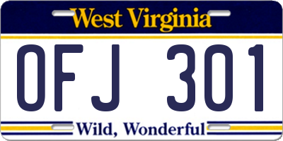 WV license plate OFJ301