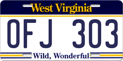 WV license plate OFJ303