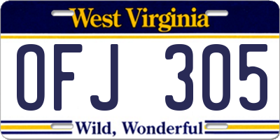 WV license plate OFJ305