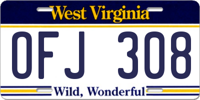 WV license plate OFJ308