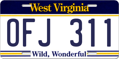 WV license plate OFJ311