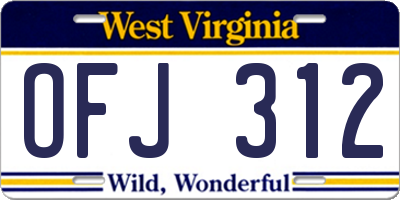 WV license plate OFJ312