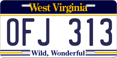 WV license plate OFJ313