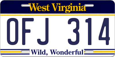 WV license plate OFJ314