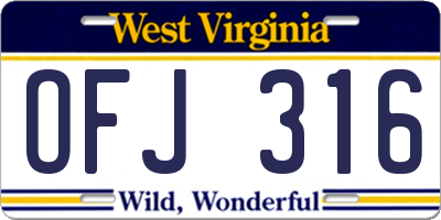 WV license plate OFJ316