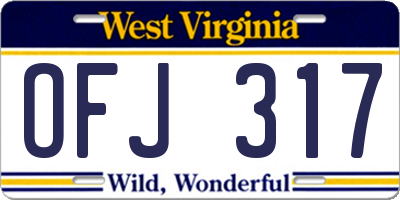 WV license plate OFJ317