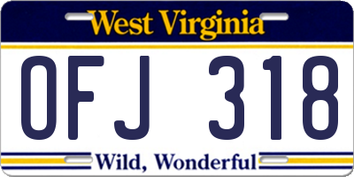 WV license plate OFJ318