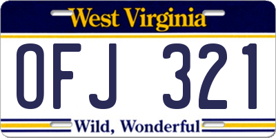 WV license plate OFJ321
