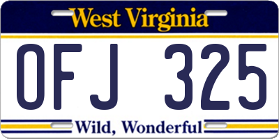 WV license plate OFJ325
