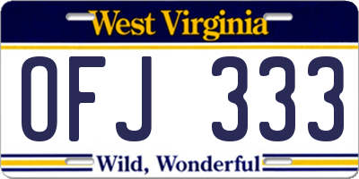 WV license plate OFJ333