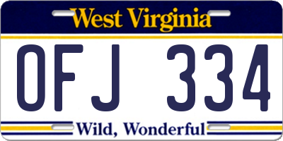 WV license plate OFJ334