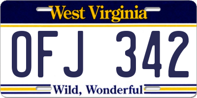 WV license plate OFJ342