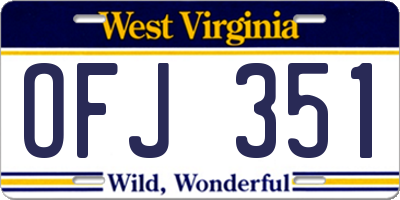 WV license plate OFJ351