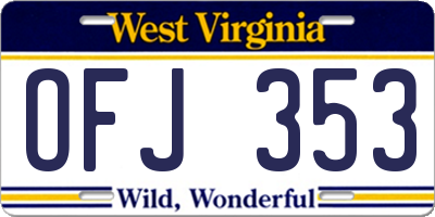 WV license plate OFJ353