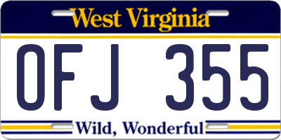 WV license plate OFJ355