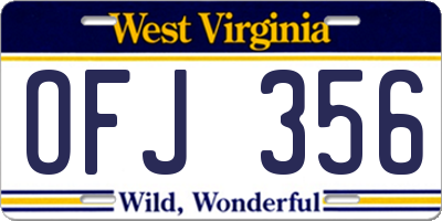 WV license plate OFJ356