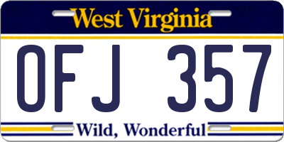 WV license plate OFJ357