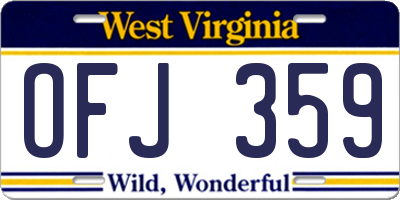 WV license plate OFJ359