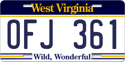 WV license plate OFJ361