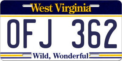 WV license plate OFJ362