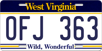 WV license plate OFJ363