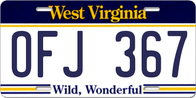 WV license plate OFJ367