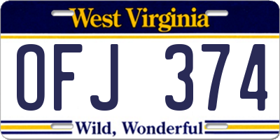WV license plate OFJ374