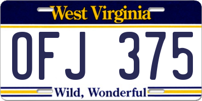 WV license plate OFJ375