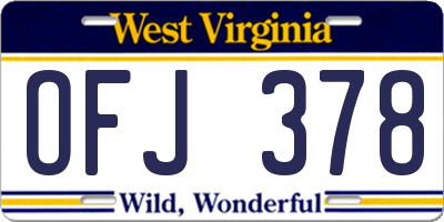 WV license plate OFJ378