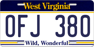 WV license plate OFJ380
