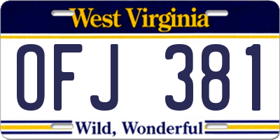 WV license plate OFJ381
