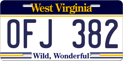 WV license plate OFJ382
