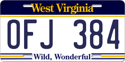WV license plate OFJ384
