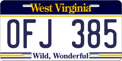 WV license plate OFJ385