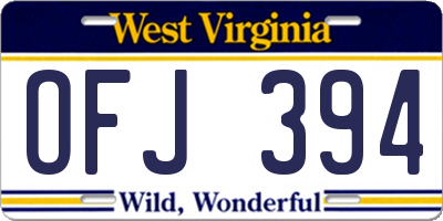 WV license plate OFJ394