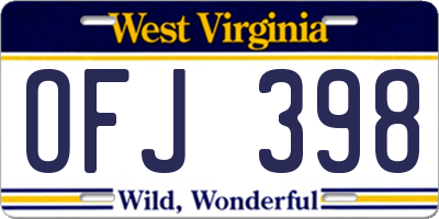 WV license plate OFJ398