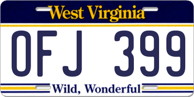 WV license plate OFJ399