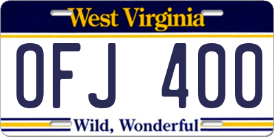 WV license plate OFJ400