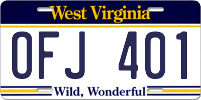 WV license plate OFJ401