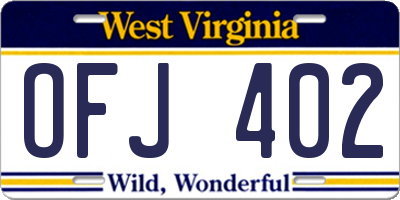 WV license plate OFJ402