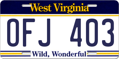 WV license plate OFJ403