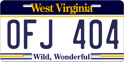 WV license plate OFJ404