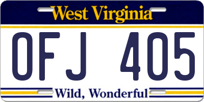 WV license plate OFJ405
