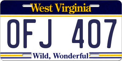 WV license plate OFJ407