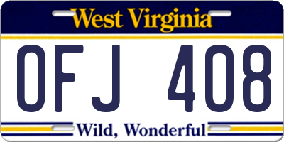 WV license plate OFJ408