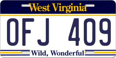 WV license plate OFJ409